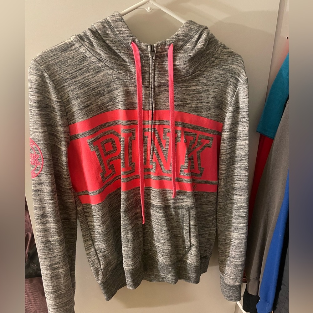 PINK VICTORIA’S SECRET QUARTER ZIP UP HOODIE
